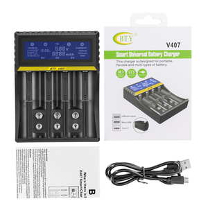 Caricabatterie <span class=keywords><strong>Elettrico</strong></span> CH4 per Batterie 18650 26650 6F22 9V AA AAA 16340 14500 Li-ion Li-Fe Ni-MH Ni-CD Pieghevole OVP DC - Product Image 6