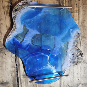 Plateau en résine coloré, design élégant fait à la main, parfait pour servir des amuse-gueules, des desserts, des fruits, centre de table décoratif, 100 pièces - Product Image 1