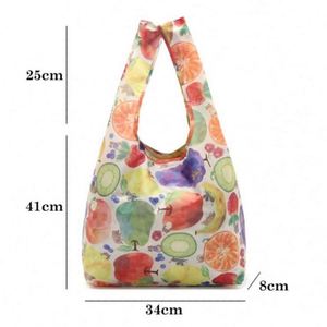 Sac de courses pliable personnalisé promotionnel en polyester 190T, sac fourre-tout pliable pour épicerie - Product Image 2
