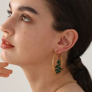 Custom <b>Fashion</b> 18K Gold Plated Christmas <b>Earrings</b> 2024 Stainless Steel Jewelry Christmas Gift Drop <b>Hoop</b> <b>Earrings</b> for Women - Product Image 2