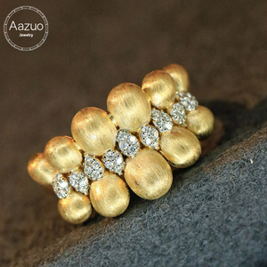 อาซูโอ 18K แหวนทองคำแท้สีเหลืองเพชรธรรมชาติ 0.18 กะรัตหรูหราสำหรับทุกเพศสวมใส่ทุกวันเครื่องประดับของขวัญสำหรับผู้หญิงวันเกิดปาร์ตี้ - Product Image 1
