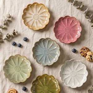 Japandi <b>Small</b> Ceramic Dish Flower Shape Minimalist Design Kiln-Changed Dishes for Hotel Restaurant Dipping Sauce Hot Pot - Product Image 2