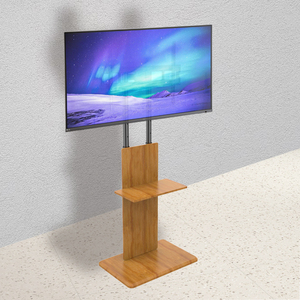 32"-70" Height Adjustable Modern Universal TV Mount TV Floor Stand Base Tv Cart With Wheels and <strong>Laptop</strong> Wood <strong>Shelf</strong> MSD006MT - Product Image 1