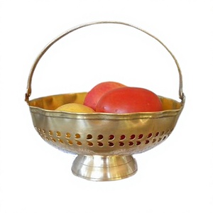 Panier à fruits en laiton couleur or, taille personnalisée, forme ronde, panier à légumes pour accessoires de cuisine - Product Image 1