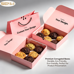 Custom Logo Pink <strong>Cookie</strong> <strong>Box</strong> with Matching Smile Paper Bag, Recycled Cardboard Bakery Packaging Set for <strong>Cookies</strong> &amp; Treats - Product Image 6