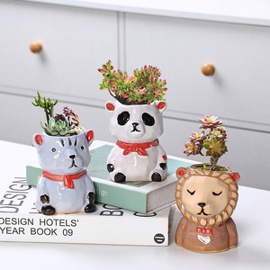 MSH Pots de fleurs décoratifs <span class=keywords><strong>en</strong></span> céramique <span class=keywords><strong>en</strong></span> forme d'animaux de dessin animé pour plantes succulentes et <span class=keywords><strong>cactus</strong></span> - Product Image 2