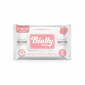 Toallitas Desmaquillantes Biolly Cream Lotion 20 Unidades - Aprobadas por Dermatólogos, Antienvejecimiento, con Proteína de Seda - Product Image 2