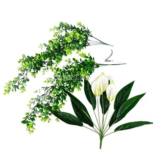 Shangyi Artificial Peace Lily <b>Eucalyptus</b> Vine Green Plant Bouquet 30cm-190cm Plastic Natural Style Decoration - Product Image 2