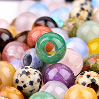 Perles en pierres précieuses naturelles mélangées en gros, perles rondes à grand trou pour la fabrication de bracelets, colliers et bijoux