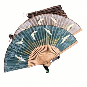 With Bamboo Handle Mini Hand Fan Custom Printed - Product Image 1