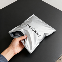 Sacs d'emballage pour vêtements en aluminium et PE, imperméables, avec fermeture éclair, finition mate argentée métallique sur les deux côtés, pour vêtements et chaussettes