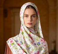 Hijabs en modal imprimés, tissu de qualité supérieure, impression de logo personnalisé, hijab floral d'été pour femmes musulmanes