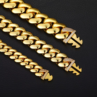 Pulsera de Cadena Cubana Miami de Latón Chapado en Oro para Hombre, con Cierre de Circonitas, Estilo Hip Hop, Joyería de Lujo, Venta al por Mayor