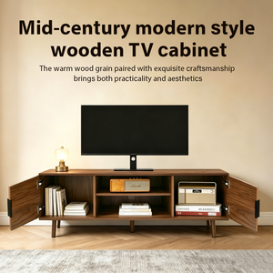 Mid Century Modern <b>TV</b> <b>Stand</b> 54.3 Inches With Open Shelves Entertainment Center Living Room Media Console - Product Image 2