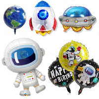 Ballons d'astronautes pour la décoration de fête d'anniversaire d'enfants, ensemble de ballons en film d'aluminium avec astronaute de dessin animé, fusée et vaisseau spatial