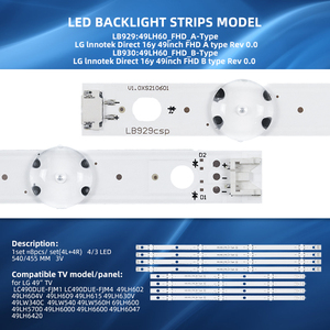 Bande lumineuse LED 49LH60_FHD_A-Type pour téléviseurs 49 pouces Smart TV B HC490DUN 49LH604V <span class=keywords><strong>JVC</strong></span> LT-50C550 LC490DUE-FJM1 LC490DU - Product Image 2