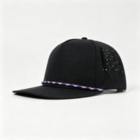 Casquette de baseball rétro 5 panneaux à séchage rapide, imperméable, découpée au laser, avec corde, broderie personnalisée, fabrication sur mesure