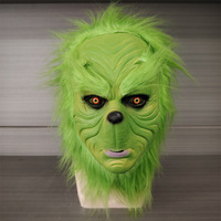 Halloween drôle monstre aux cheveux verts masque en latex NPC habiller Cosplay blague Thriller intimidation couvre-chef
