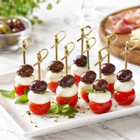 Natuurlijke bamboe decoratieve knoopjes, voedselveilig, bulkbestelling voor cocktails, fruit en desserts