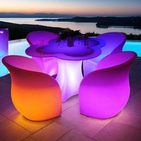 Chaise longue d'extérieur LED à changement de couleur RVB, lumineuse, rechargeable, étanche, pour mobilier de patio, ensemble de banquet de jardin