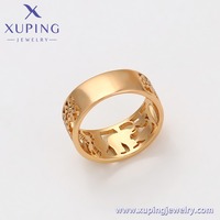 XUPING 18K Hohlring mit Elefantenmuster, vergoldet, Vintage-Stil, breiter Band, Fingerring, Jubiläumsgeschenk