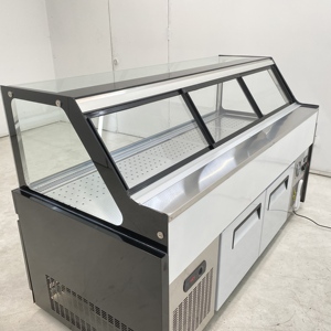 Vitrina Refrigerada Comercial Blanca Curva de Vidrio para Delicatessen, Mostrador Refrigerado con Estantes de Vidrio para Carnicería - Product Image 2