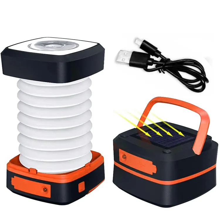 Solar betriebene LED-Camping laterne, Solar-oder USB-Aufladbare, zusammen klappbare und wasserdichte Taschenlampe Mini-Taschenlampe Nachtlicht