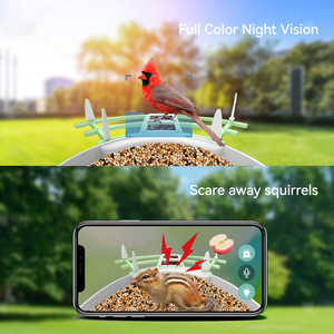 Caméra de mangeoire à oiseaux intelligente à énergie solaire, étanche, avec reconnaissance IA, vision nocturne HD 1080P, observation des oiseaux - Product Image 4