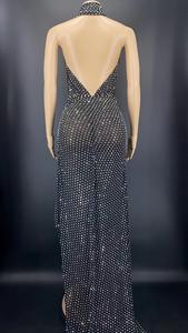 Novance Y2278-B Shinny Diamant Croix Tops Hallow Out Mini Robe Dos Nu Sexy Danse Fille Costume Femmes Robe Plus La Taille 2022 - Product Image 3