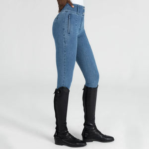 KY1037 <span class=keywords><strong>Pantalon</strong></span> équestre en denim pour <span class=keywords><strong>femme</strong></span> <span class=keywords><strong>Jeans</strong></span> en silicone respirant élastique Jodhpurs Collants d'équitation <span class=keywords><strong>Jeans</strong></span> Culottes - Product Image 5
