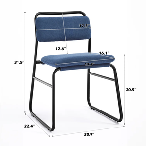 Chaise de salle à manger rembourrée en lin squelette à coussin épais et moderne avec pieds en métal antidérapants - Product Image 5