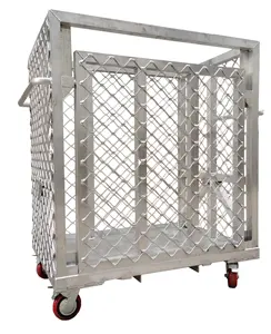 Cage de rangement portable et empilable avec roues accessibilité facile cage en aluminium revêtue de puissance