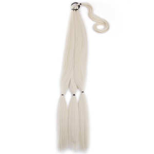 Estensione per Coda di Cavallo Sintetica Intrecciata Nera Lunga 34 Pollici in Fibra Resistente al Calore <span class=keywords><strong>con</strong></span> Elastico, Posticcio a Trama <span class=keywords><strong>Singola</strong></span> per Donne - Product Image 4