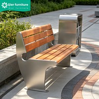 Banc long d'extérieur en acier inoxydable avec dossier réglable, design minimaliste et moderne pour les parcs et les cours