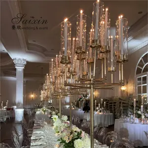 ZT-577 New 12 Arms Gold Metal Candle Holder For Wedding Centerpieces