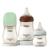 Ensemble de biberons en verre pour nourrissons 80ml/160ml avec fonction anti-colique et sans BPA, produits pour bébés incluant le bouchon