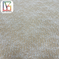 Vente chaude Robes de mariée françaises en broderie 3D perlée avec des paillettes Tissu de dentelle de mariée africaine