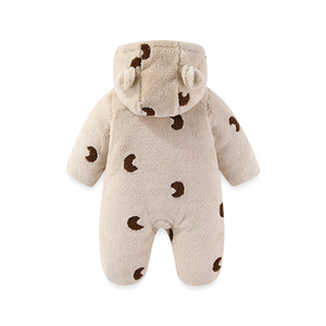 Venta al por mayor de fábrica/OEM Otoño Invierno bebé recién <span class=keywords><strong>nacido</strong></span> mono acolchado ropa polar capucha gruesa ropa de salida forrada polar - Product Image 5
