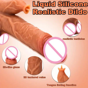 Parker 8.27in <span class=keywords><strong>Silikon</strong></span> Dildo Vibrator Sexspielzeug für Erwachsene mit lecken der Zunge und 9-Gang-Vibrations-und Schub funktionen - Product Image 3