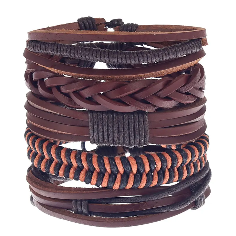 Mode-sieraden Diy Vintage Armband Hand Geweven Koeienhuid Armband Mannen Lederen Armbanden Armbanden