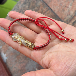 Braccialetti religiosi di <span class=keywords><strong>corda</strong></span> nera rossa su misura placcati oro buona fortuna Saint Jude ciondolo <span class=keywords><strong>corda</strong></span> intrecciata braccialetti - Product Image 6