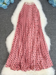 <span class=keywords><strong>Jupe</strong></span> plissée classique à pois, style français, polyvalente, taille haute, coupe trapèze, longueur mi-<span class=keywords><strong>longue</strong></span> - Product Image 4