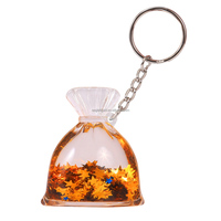 Porte-clés liquide en acrylique, mini sac porte-bonheur, avec flotteurs 3D (ours, pingouin, étoile de mer) et paillettes liquides colorées, personnalisable, cadeau