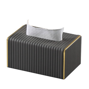 Tissue Box Minimalist Nordic Style White With Gold Trim Free Standing Waterproof Multipurpose Storage For Living Room Or Hotel - Product Image 5