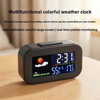 YAOQIU YQ-2256 Horloge météo multifonctionnelle de bureau avec écran couleur, calendrier perpétuel, affichage de la température et de l'humidité, horloge intelligente