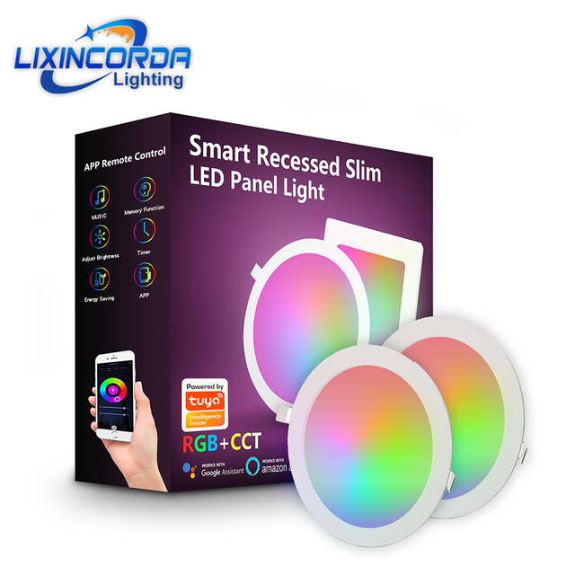 Tuya Smart APP Controlled 18W RGBWW Wifi Smart Ceiling Light 110-240V Smart LED Panel Light