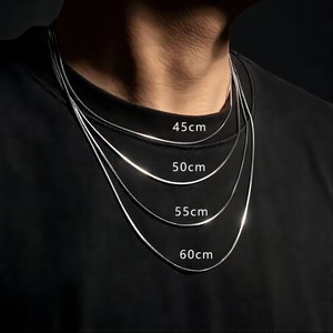 유럽 미니멀리스트 스타일 티타늄 스틸 사각 스네이크 체인 유니섹스 힙합 슬림 숏 쇄골 목걸이 - Product Image 1