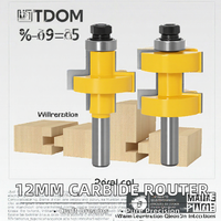 Ensemble de 2 fraises à queue en carbure, revêtement poudré, à 2 dents, pour bordure de table et main courante, pour le travail du bois, OEM