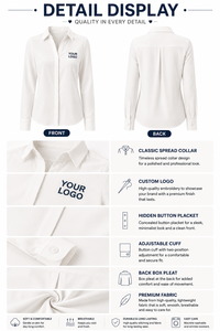 เสื้อทำงานผู้หญิงสีขาว แขนยาว เสื้อเชิ้ตสำนักงาน สไตล์ลำลอง ติดกระดุม  รับสกรีนโลโก้ - Product Image 3