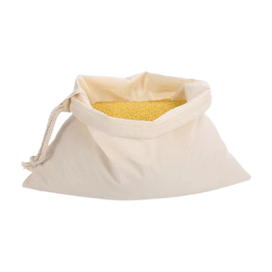 Sac de courses réutilisable en coton biologique avec cordon de serrage, sac de rangement anti-poussière 25x30 10x15cm pour légumes, riz et aliments - Product Image 3
